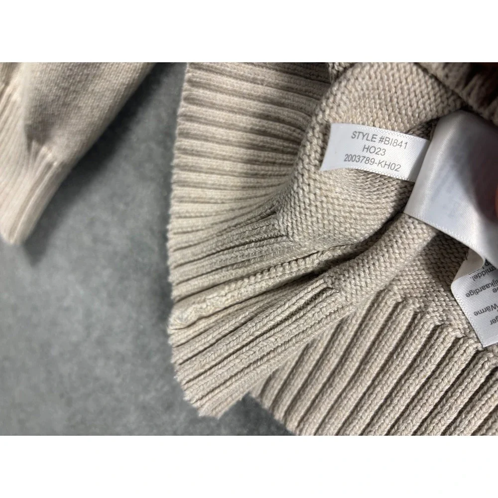 J. Crew Mens XXL Beige‎ Cotton Crewneck Knit Sweater BI841 HO23 Tan Long Sleeve